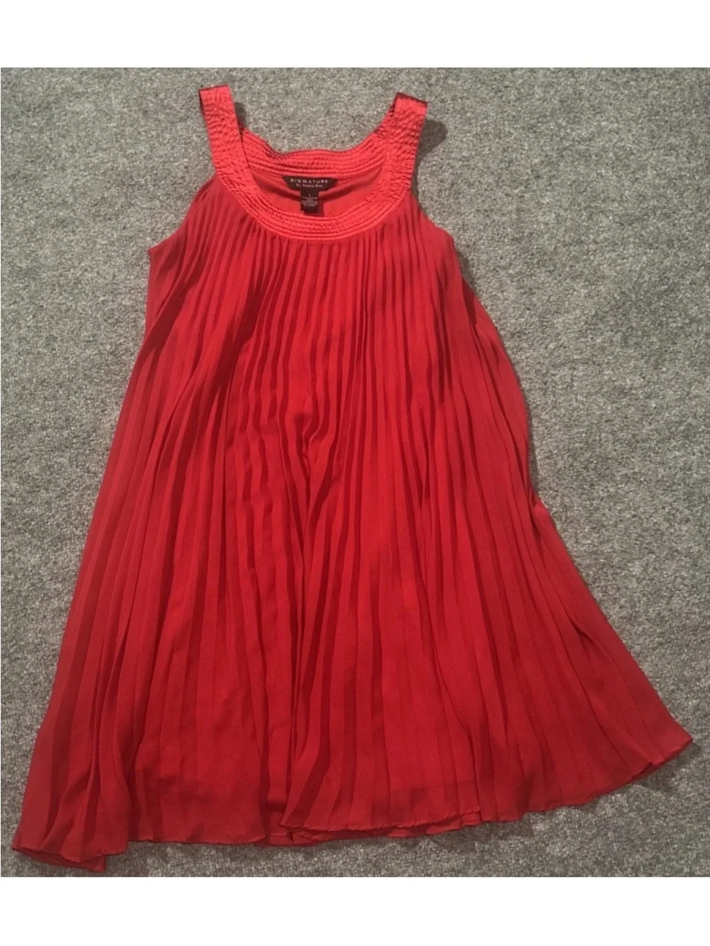 Robbie Bee Dress Womens 10 Red Solid Pleated Lined Sleeveless Layered